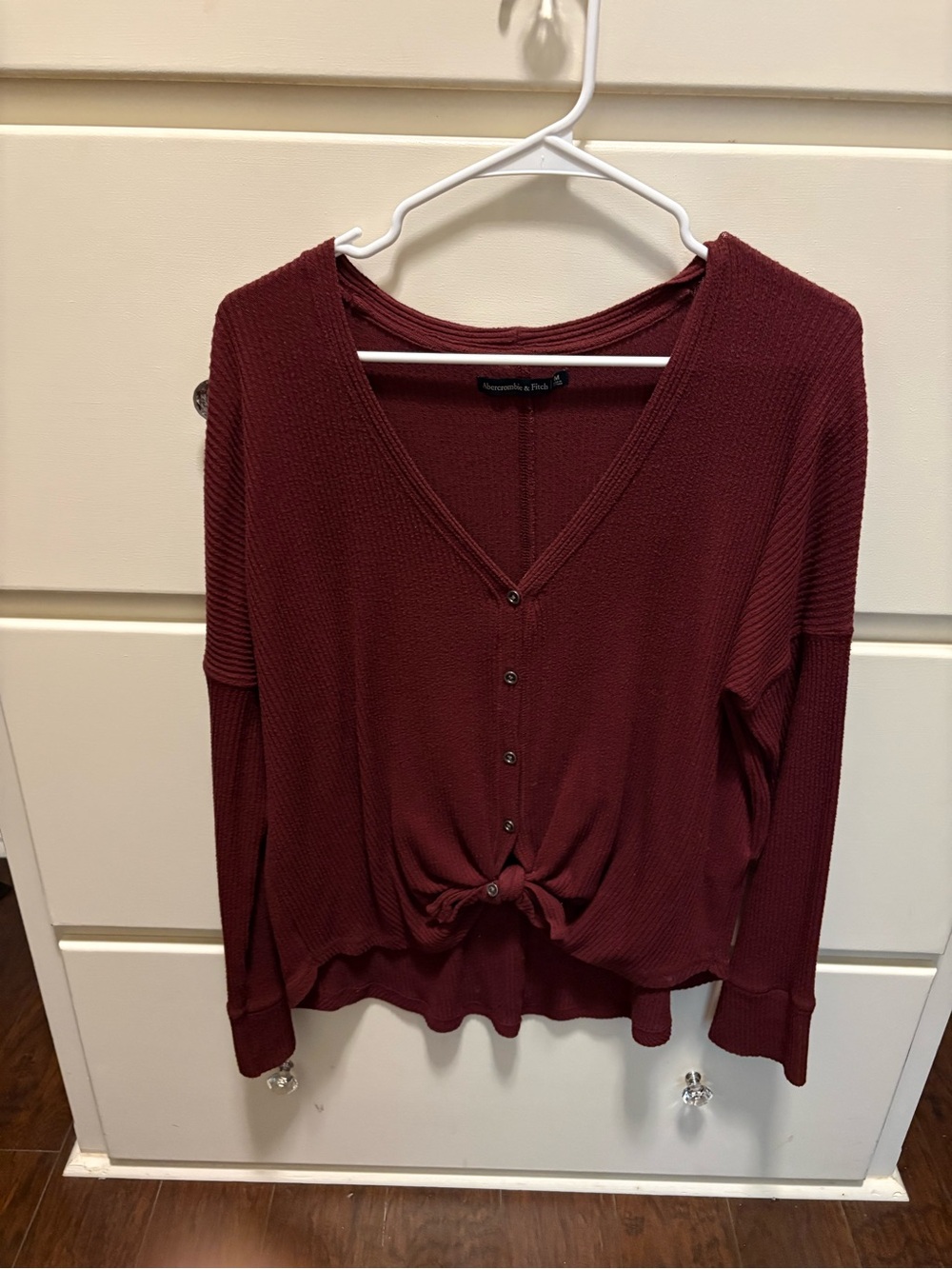 Abercrombie & Fitch Burgundy Knit Button-Front Sweater